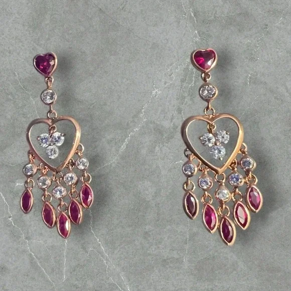 Nolan Miller vintage Romancing Heart Drop Earrings - Picture 1 of 3